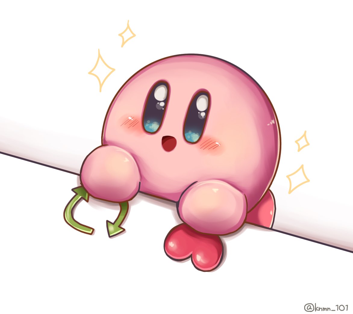 &lt;3 2022 :d alien ambiguous_gender bald barefoot big_eyes blue_eyes blush feet furniture glistening glistening_eyes happy kirby_(series) knmn_1o1 multicolored_body multicolored_eyes multicolored_skin nintendo not_furry nude open_mouth pink_body pink_skin retweet round_body simple_background smile solo sparkles standing table tongue toony twitter two_tone_body two_tone_skin video_games waddling_head white_background white_eyes