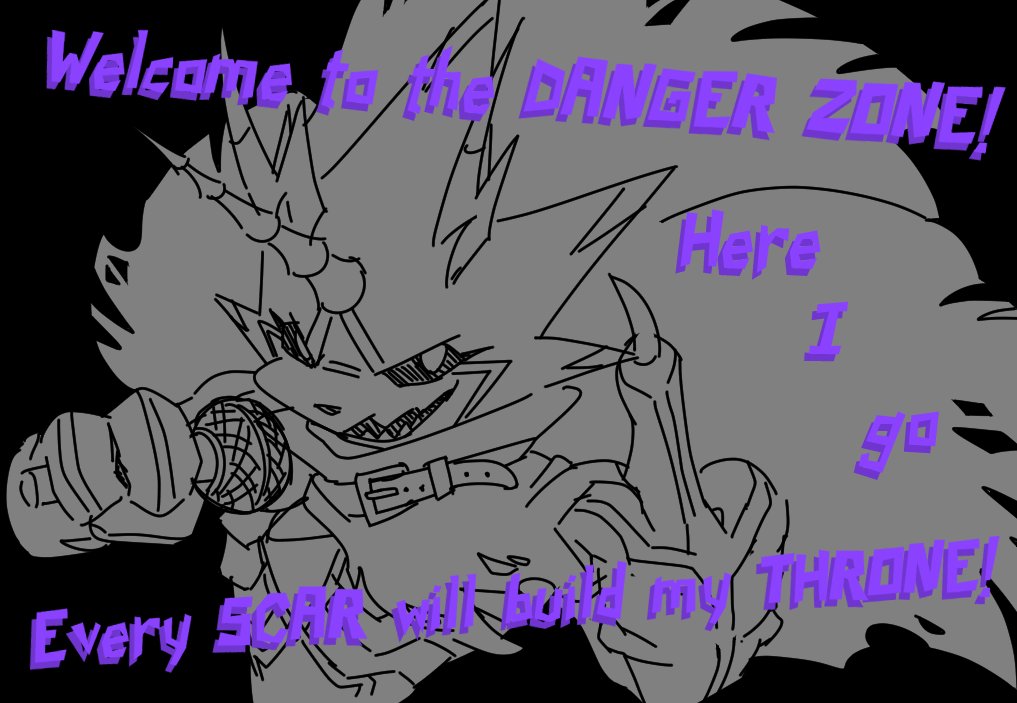 anthro bandai_namco belt black_sclera cape claws clothing digimon digimon_ghost_game english_text gesture ginryuumaru grin grusgammamon horn male microphone middle_finger scalie sharp_claws sharp_teeth singing smile solo teeth text