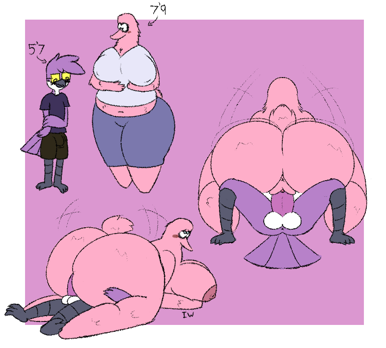 anthro anus avian big_breasts big_butt bird breasts butt clothing dominant dominant_female duo female female_on_top genitals huge_butt indigowings larger_female male male/female male_on_bottom noodles_(dunkin_kk) on_bottom on_top overweight overweight_female penetration penis size_difference smaller_male submissive submissive_male vaginal vaginal_penetration worm_on_a_string