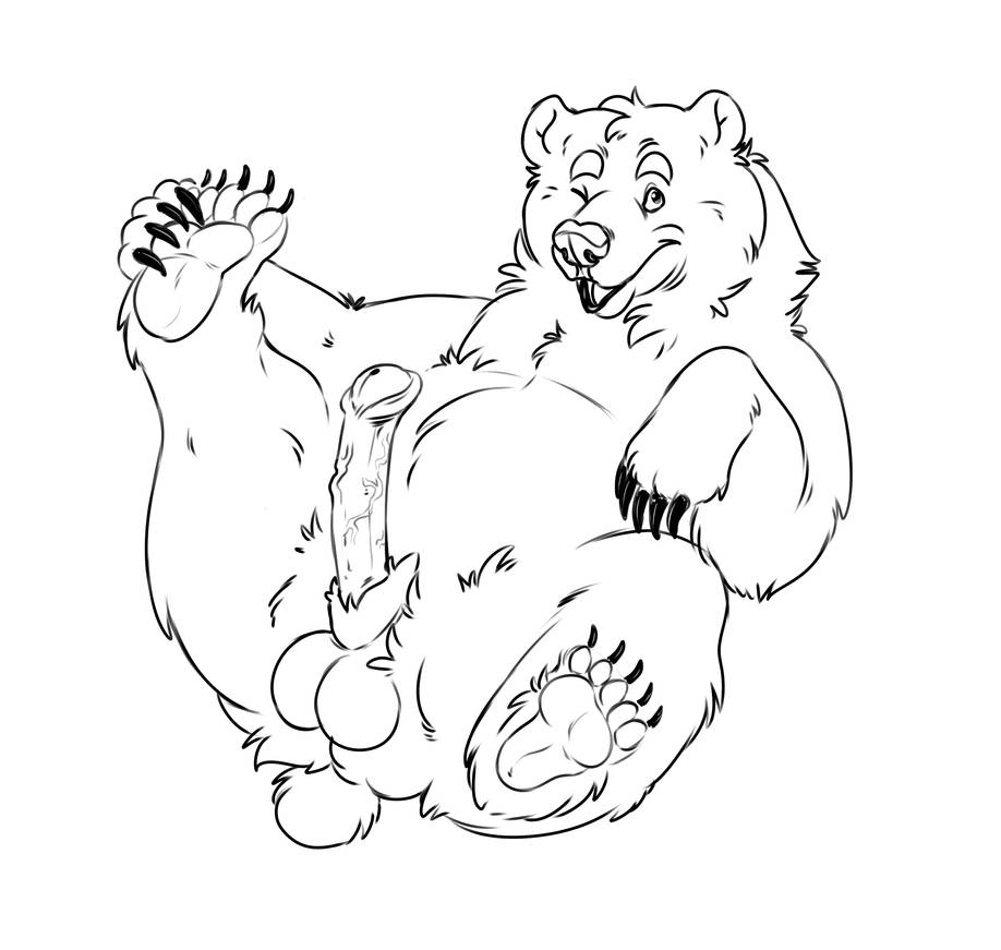 anatomically_correct anatomically_correct_genitalia anatomically_correct_penis animal_genitalia animal_penis atroquine balls big_balls big_penis brown_bear butt erection feral fluffy genitals grizzly_bear holding_paws kuruk_(character) looking_at_viewer male mammal one_eye_closed pawpads paws penis presenting presenting_hindquarters sheath solo ursid ursine ursine_penis wink winking_at_viewer