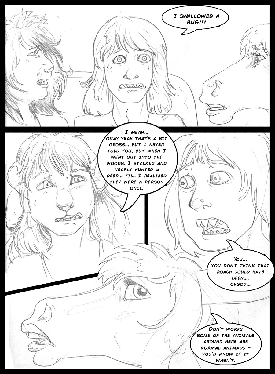 amanda_(tcitw) anthro arania armadillo_girdled_lizard asinus carla_(tcitw) clothed clothing comic donkey english_text equid equine felid female feral fur girdled_lizard group hair hi_res humanoid jack_(tcitw) lion lizard male mammal monochrome open_mouth pantherine reptile scalie sharp_teeth teeth text the_cabin_in_the_woods_(arania)