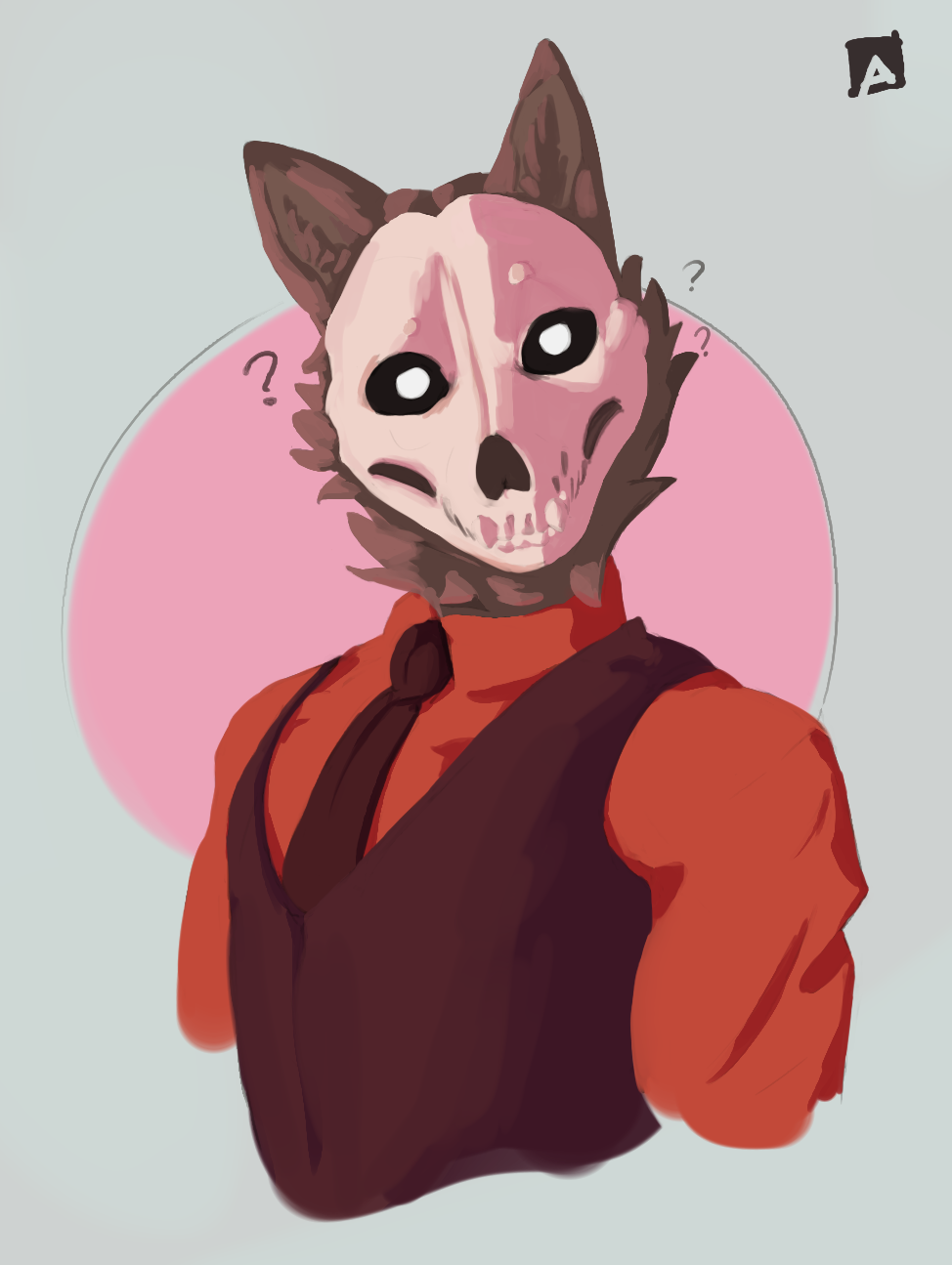 andr0ch anthro black_body black_fur bone canid clothing fur hi_res jacket looking_at_viewer male malo mammal necktie red_clothing red_jacket red_topwear scp-1471 scp-1471-a scp_foundation skull skull_head solo suit topwear