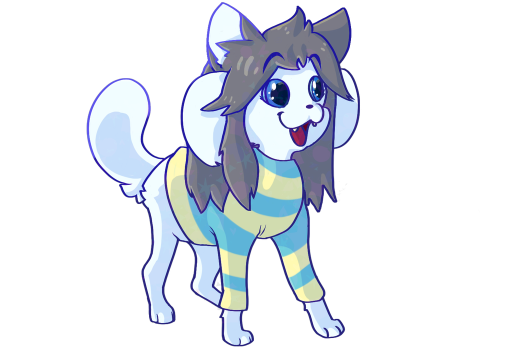 blue_eyes canid canine clothed clothing cute_fangs eyebrows felid feline fur hair happy jagged-lightning mammal paws raised_eyebrows smile solo tem temmie_(undertale) tongue topwear undertale undertale_(series) video_games white_body white_fur