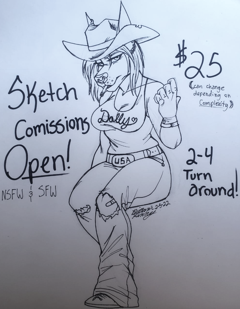 anthro canid canine canis cowboy cowgirl_(disambiguation) dobermann domestic_dog female hi_res mammal pinscher sale sketch solo thehuntingwolf video_games western