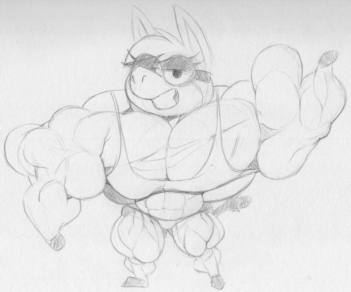 abs anthro asinus baba_looey big_muscles breasts donkey equid equine eyelashes eyewear female glasses grin half-closed_eyes hanna-barbera hooves huge_muscles jellystone_(hbo_max) long_ears looking_at_viewer mammal monochrome muscular muscular_anthro muscular_female narrowed_eyes sbshouseofpancakes smile the_quick_draw_mcgraw_show wide_hips