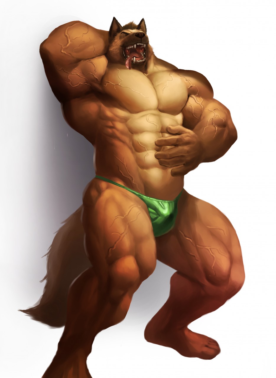 2017 5_fingers 5_toes anthro barefoot big_muscles black_nose brown_body brown_fur brown_hair bulge canid canine canis clothed clothing domestic_dog echin eyes_closed feet fingers fur german_shepherd hair herding_dog hi_res huge_muscles humanoid_feet humanoid_hands jason_steiner male mammal muscular muscular_anthro muscular_male open_mouth pastoral_dog pink_tongue plantigrade simple_background solo thong toes tongue tongue_out topless underwear underwear_only veiny_muscles white_background