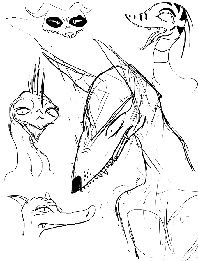 2014 ambiguous_gender angry anthro bittertooth black_and_white canid canine dragon fox headshot_portrait horn lizard looking_at_viewer mammal mohawk monochrome multiple_images open_mouth portrait reptile scalie sharp_teeth simple_background sketch solo teeth tongue tongue_out