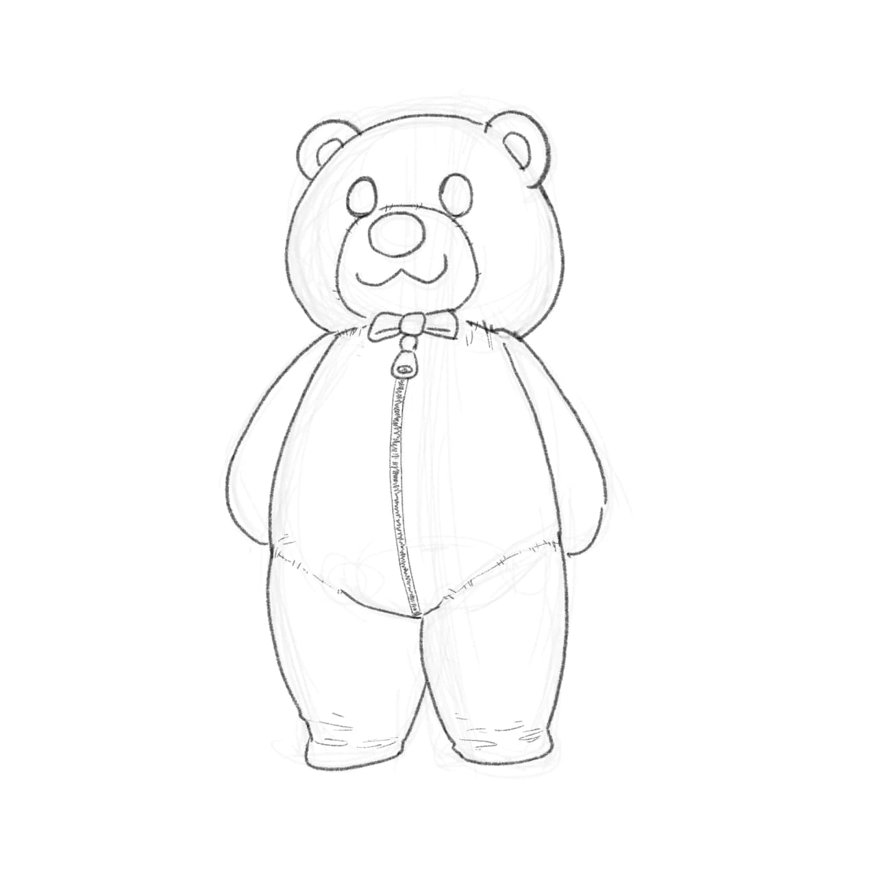 1:1 anthro hi_res humanoid lazzzy_drawings male mammal monochrome plushie solo teddy_bear ursid