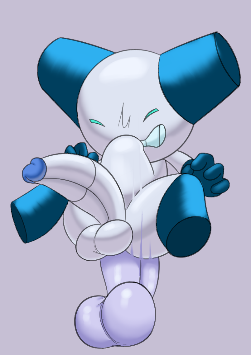 abdominal_bulge anal anal_penetration balls big_balls big_penis blue_body disembodied_penis duo eyes_closed genitals grey_body humanoid kiffy_(artist) machine male male/male metallic_body not_furry penetration penis robot robotboy robotboy_(character) simple_background