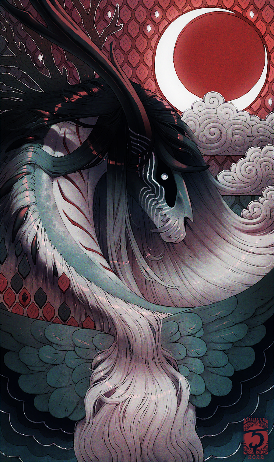 2022 ambiguous_gender digital_media_(artwork) dragon fur furred_dragon hi_res horn shinerai
