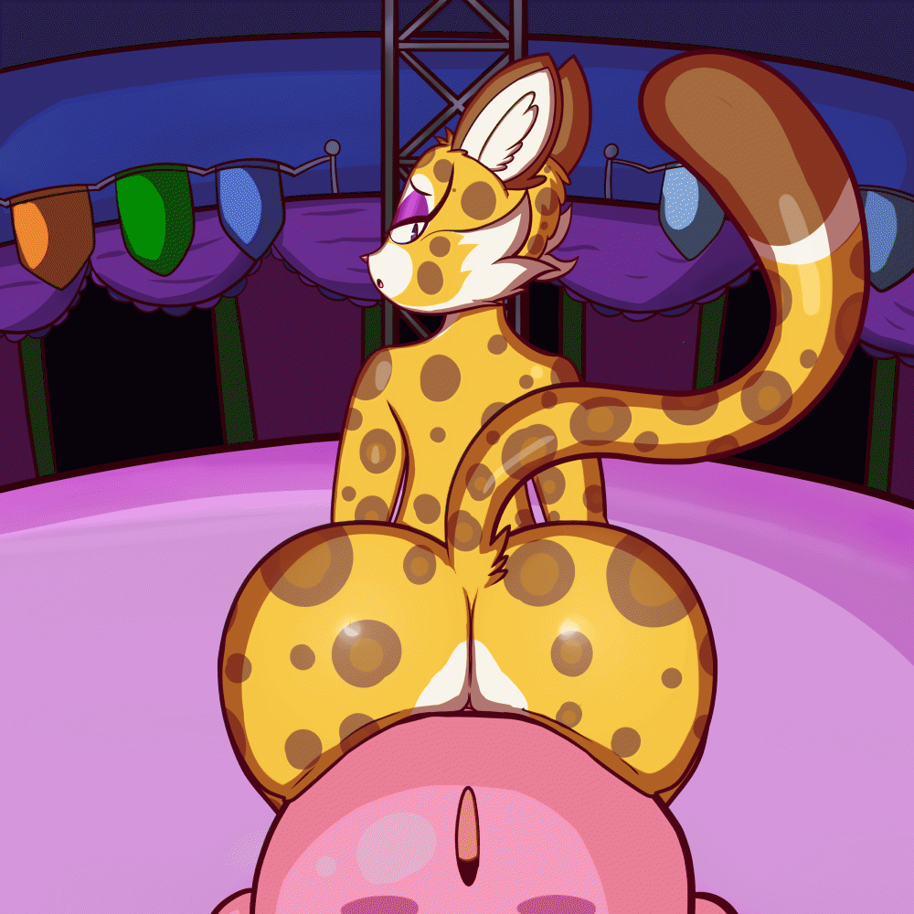 animated anthro anus bedroom_eyes blackmore blinking butt clawroline duo felid female kirby kirby_(series) leopard makeup male male/female mammal narrowed_eyes nintendo open_mouth pantherine penetration raised_tail seductive vaginal vaginal_penetration video_games yellow_sclera