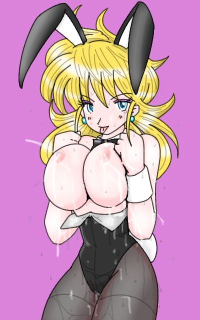 animal_ears bb blush breasts bunny_girl bunnysuit lactation large_breasts pantyhose tail