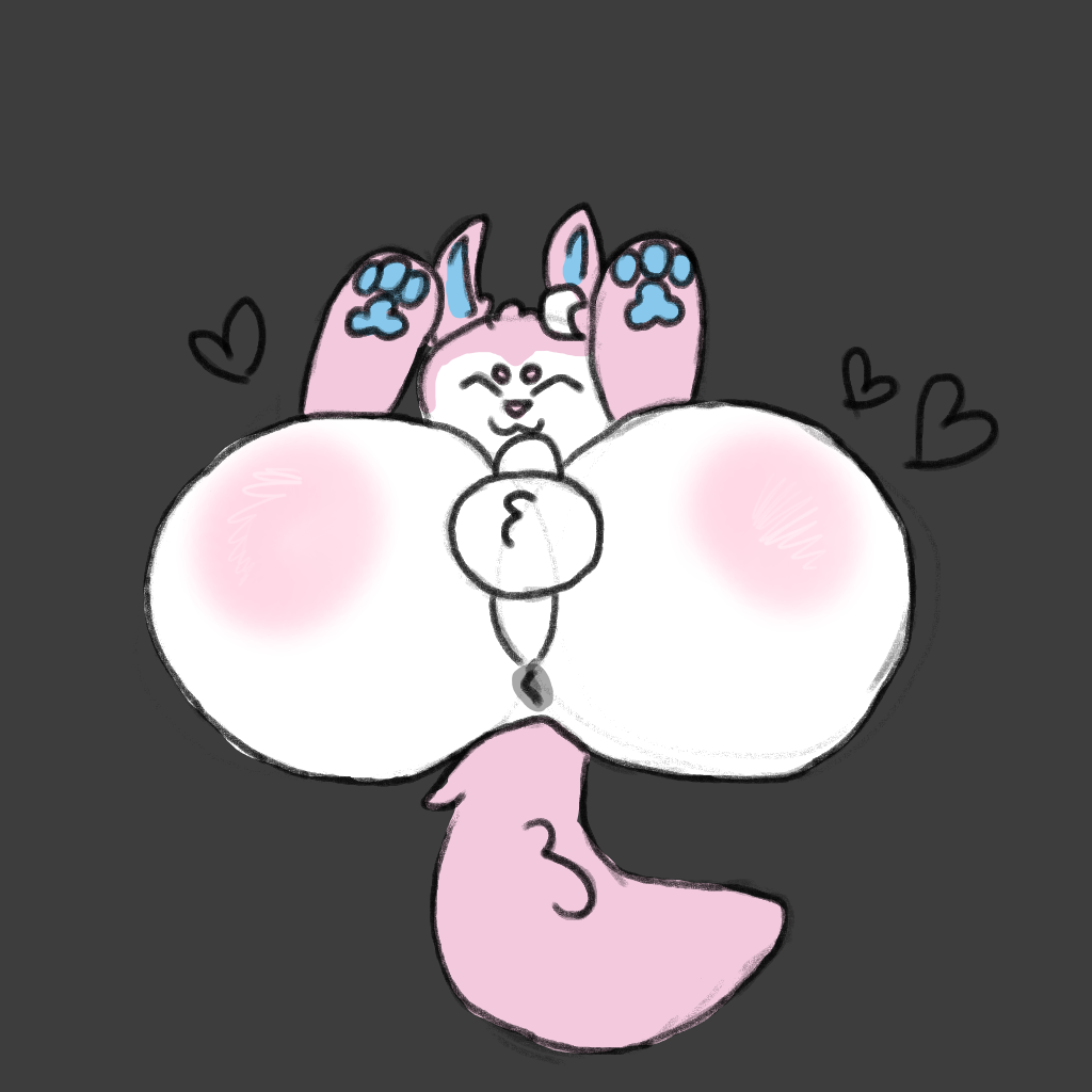 &lt;3 anthro anus balls big_butt blue_body blue_ears blue_fur blue_pawpads bow_tie butt eeveelution eyes_closed feet fluffy fluffy_tail fur genitals glu_(artist) happy legs_up lying male male/male nintendo on_back pawpads paws penis pink_body pink_fur pink_paws pink_tail pok&eacute;mon pok&eacute;mon_(species) smile solo solo_focus spreading sylveon video_games white_body white_fur