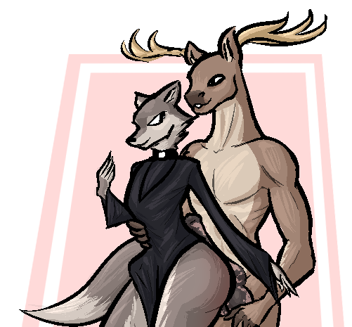 anthro cervid duo erection grinding horn jam_(artist) male male/male mammal priest religion reverend_wolf_(jam) simple_background