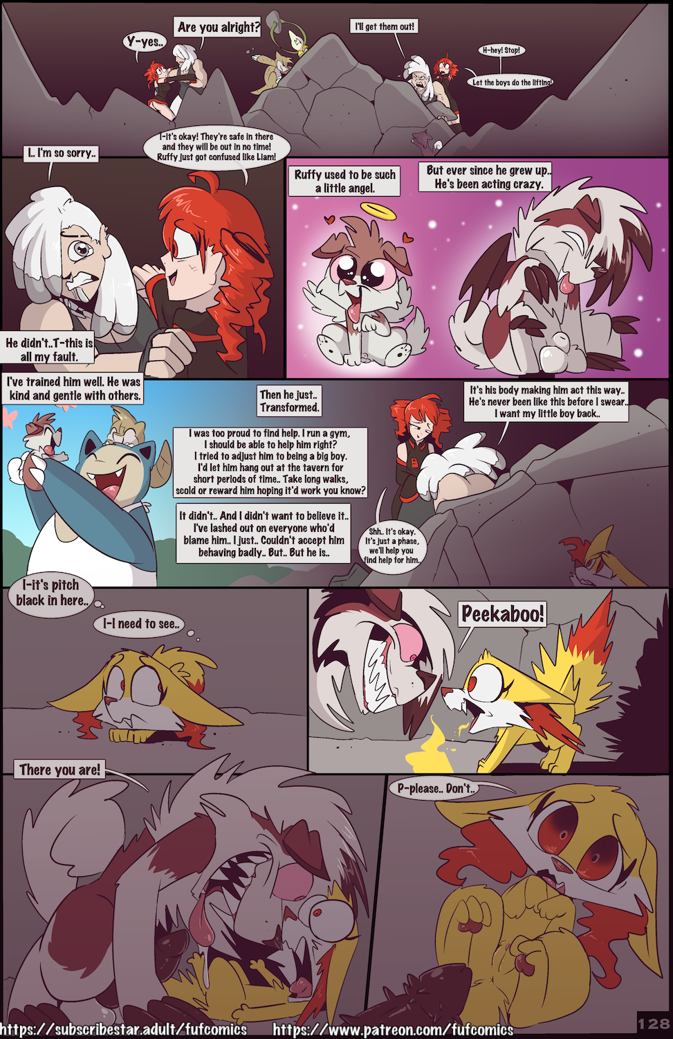 amber_(fuf) female fennekin fuf hi_res liam_(fuf) lycanroc male nintendo pok&eacute;mon pok&eacute;mon_(species) rattata rita_(fuf) rockruff sandshrew servine snorlax video_games