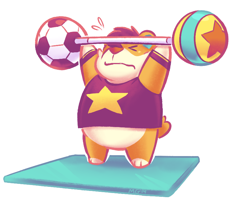 2014 alpha_channel animal_crossing anthro ball biped clothing cricetid exercise eyes_closed greenendorf hamlet_(animal_crossing) hamster mammal nintendo pixar_ball rodent shirt simple_background slightly_chubby solo topwear transparent_background video_games workout