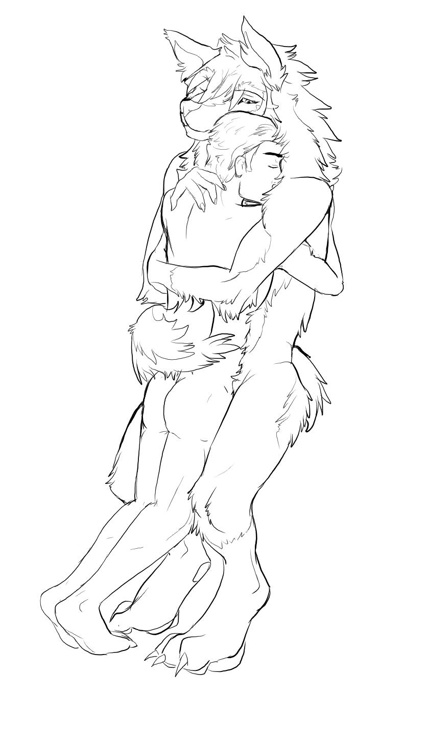 anthro badger canid canine canis hi_res human human_on_anthro infinite interspecies interspecies_relationship male male/male mammal mustelid musteline owen owen_edwolf rift_(wolfywetfurr) sketch wolf