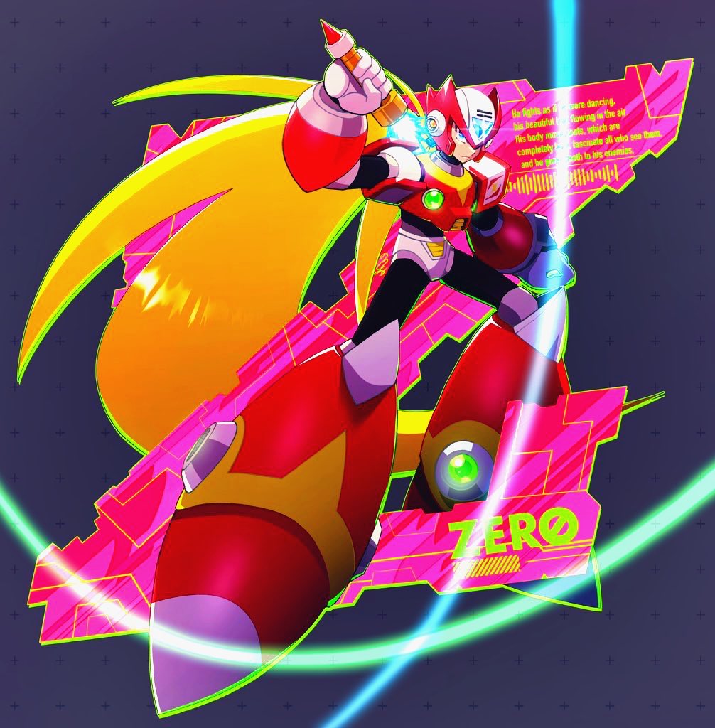 armor blonde_hair boots character_name chest_jewel energy_sword forehead_jewel glowing grey_background holding holding_sword holding_weapon long_hair mega_man_(series) mega_man_x_(series) no-rishio red_armor red_footwear red_headwear sheathed_cut shoulder_armor sword weapon z_saber zero_(mega_man)