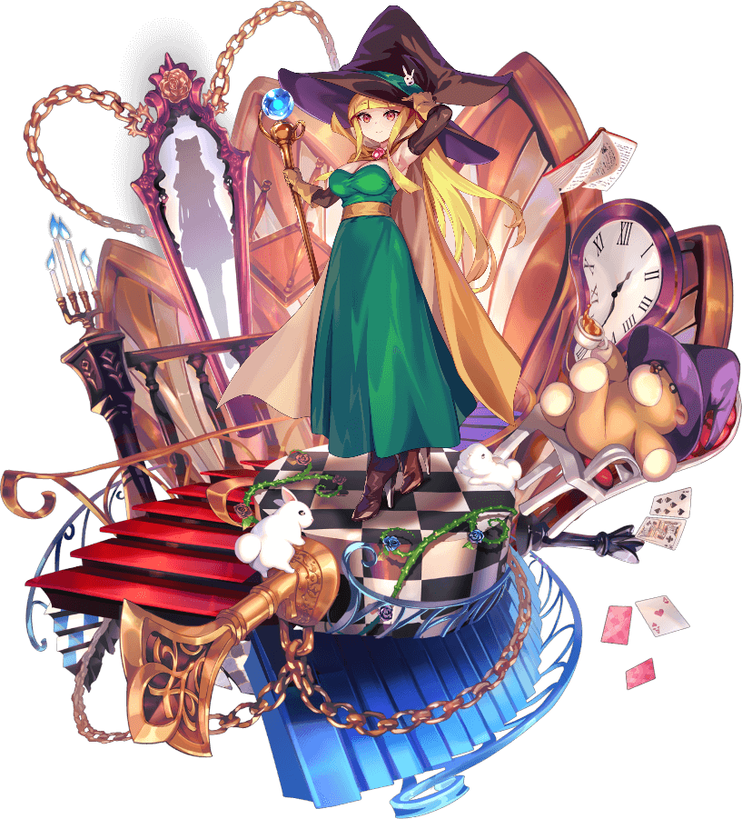 1girl ace_(playing_card) ace_of_hearts adjusting_clothes adjusting_headwear alice_in_wonderland analog_clock animal armpits artist_request black_alice_(mon-musu_quest!) black_gloves blonde_hair blue_flower blue_rose blunt_bangs book boots breasts brown_footwear brown_gloves candelabra candlestand cape card chain chair checkered_floor chess_piece cleavage clock closed_mouth commentary_request cup different_reflection dress elbow_gloves floating floating_book floating_object flower full-length_mirror full_body gloves hat heart high_collar high_heel_boots high_heels holding holding_staff key keyhole king_(playing_card) king_of_clubs large_breasts layered_gloves long_dress long_hair looking_at_viewer mage_staff mirror mon-musu_quest! mon-musu_quest:_paradox monster_musume_td official_alternate_costume open_book orange_cape orange_sash plant playing_card queen_(chess) rabbit rabbit_hat_ornament railing red_brooch red_eyes red_flower red_rose reflection roman_numeral rose seven_of_spades silhouette smile solo spiral_staircase staff stairs standing stuffed_animal stuffed_toy surreal tea teacup teddy_bear third-party_source thorns transparent_background very_long_hair vines witch witch_hat