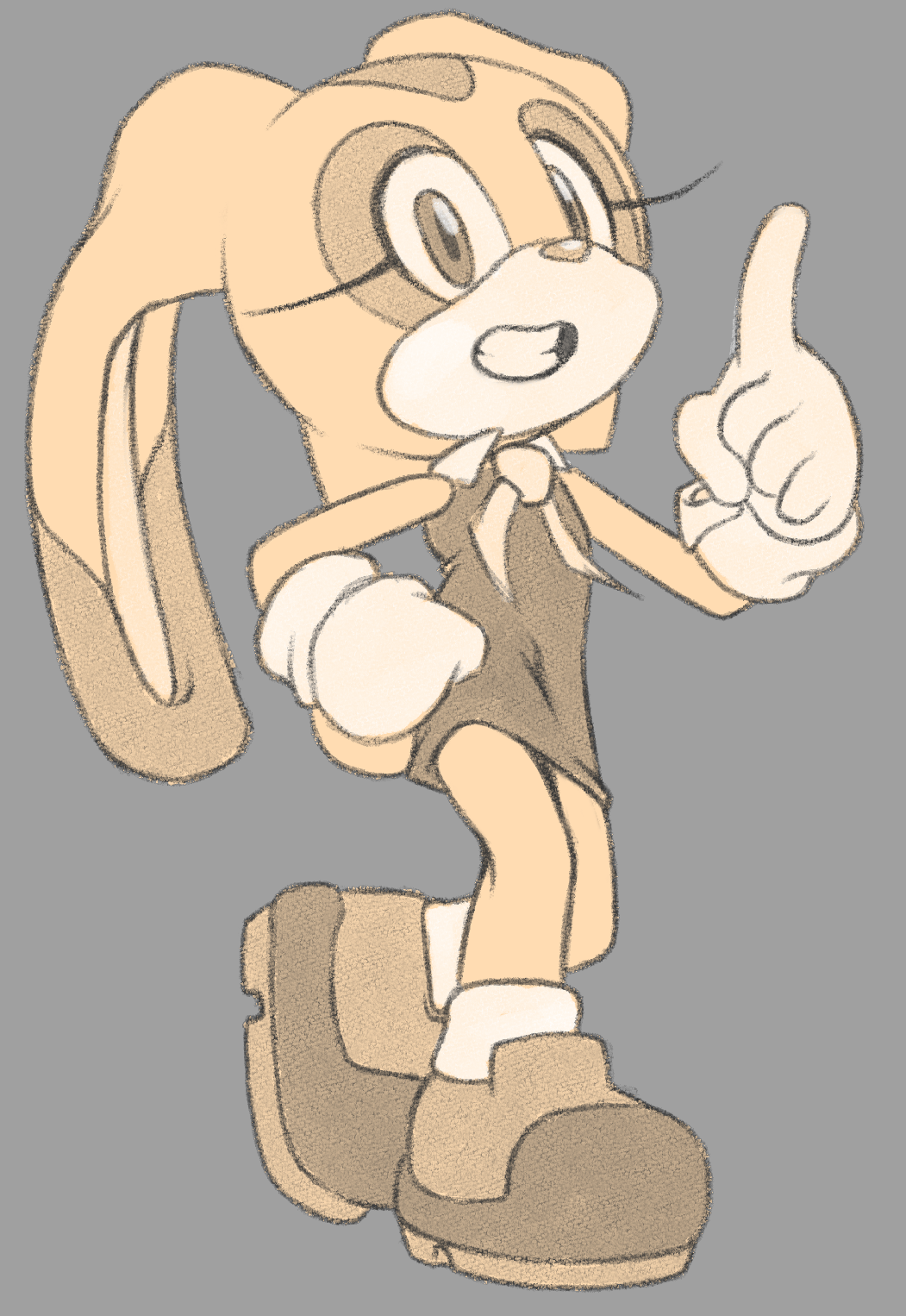 2022 5_fingers anthro clothed clothing cream_the_rabbit dress female ffisf fingers footwear gloves grey_background hand_on_hip handwear hi_res lagomorph leporid looking_at_viewer mammal rabbit sega shoes simple_background smile solo sonic_the_hedgehog_(series) standing three-quarter_view white_clothing white_gloves white_handwear