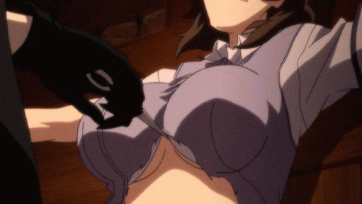 animated animated_gif bouncing_breasts breasts brown_hair exposed gif school_uniform seikon_no_qwaser tearing_clothes torn_clothes undressing