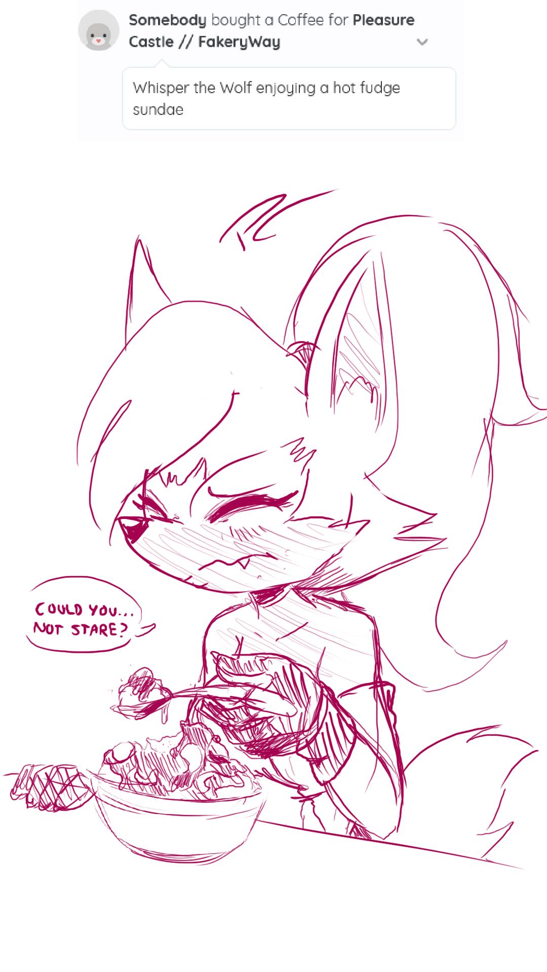 9:16 anthro blush canid canine canis eating eating_food english_text fakeryway female hi_res idw_publishing mammal nervous sega solo sonic_the_hedgehog_(comics) sonic_the_hedgehog_(idw) sonic_the_hedgehog_(series) text whisper_the_wolf wolf