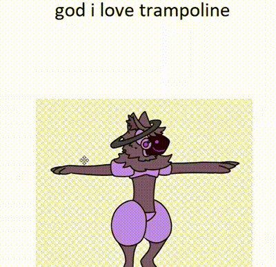 2d_animation animated anthro bouncing halo low_res machine male mane meme neb neck_tuft protogen purple_body shitpost short_playtime slim smile t-pose thick_thighs trampoline tuft