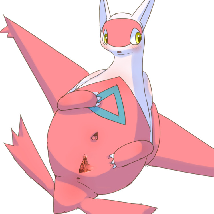 anus blush bunnag clitoral_hood clitoris female feral genitals latias legendary_pok&eacute;mon looking_away navel nintendo pok&eacute;mon pok&eacute;mon_(species) pussy red_body simple_background solo spread_pussy spreading video_games white_background white_body yellow_eyes