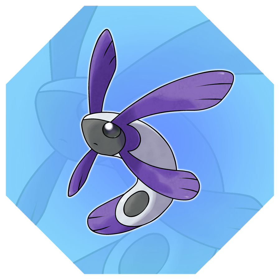 animal_focus black_eyes blank_eyes blue_background closed_mouth commentary english_commentary fakemon fish full_body hyshirey no_humans official_style original outline pokemon solo transparent_border white_outline zoom_layer