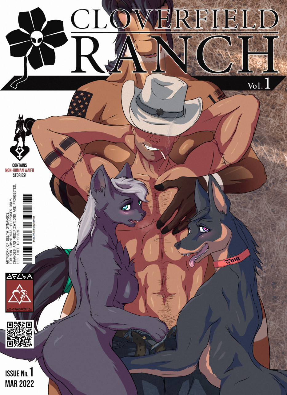 anthro athletic athletic_male canid canine canis cigarete clothing cover cover_art cover_page cowboy cowboy_hat delta.dynamics domestic_cat domestic_dog equid equine felid feline felis female goldie_(delta.dynamics) group hat headgear headwear hi_res horse human human_on_anthro interspecies kelly_(delta.dynamics) male male/female mammal pam_(delta.dynamics) rodent sciurid semi-anthro