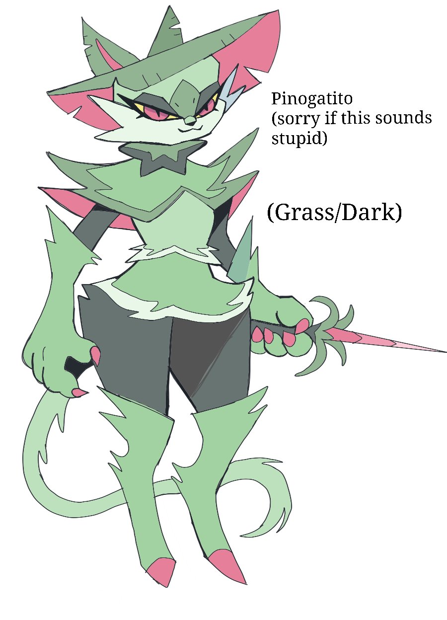 ambiguous_gender anthro anthrofied black_body black_fur claws digital_media_(artwork) fak&eacute;mon felid feline fur green_body green_fur hi_res holding_object knight leaf leaf_ears leaf_hair mammal melee_weapon nintendo pink_body pink_fur plant plant_hair pok&eacute;mon pok&eacute;mon_(species) pseudo_hair puppychan48 simple_background solo sprigatito sword text video_games warrior weapon