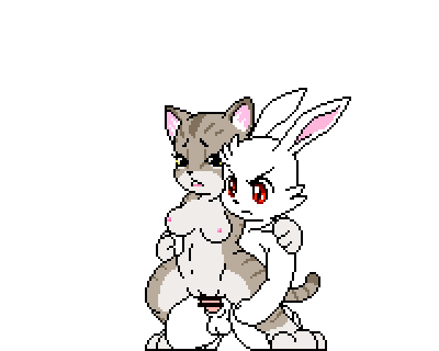 angry angry_sex animated anthro balls be_kon_box bouncing_balls bouncing_breasts breasts digital_media_(artwork) domestic_cat duo eyelashes felid feline felis female frown fur genitals grey_body grey_fur hand_on_leg kemono kneeling lagomorph leporid loop low_res male male/female mammal navel nipples open_mouth penis pixel_(artwork) pixel_animation questionable_consent rabbit red_eyes reverse_carry_position sex short_playtime striped_body striped_fur stripes vaginal white_body white_fur