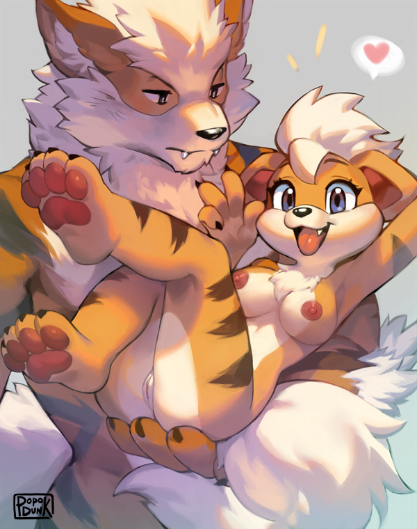 &lt;3 4_toes anthro anthrofied arcanine barefoot breasts brother brother_and_sister butt canid canine carrying carrying_partner chest_tuft claws clothed clothing cute_fangs duo edit feet female fur gesture grey_background growlithe hair larger_male legs_up looking_at_viewer lying male mammal nintendo nipples nude on_back open_mouth orange_body orange_fur pawpads paws pink_pawpads pok&eacute;mon pok&eacute;mon_(species) popodunk sibling simple_background sister size_difference smaller_female smile striped_body stripes toe_claws toes tongue tuft v_sign video_games white_hair