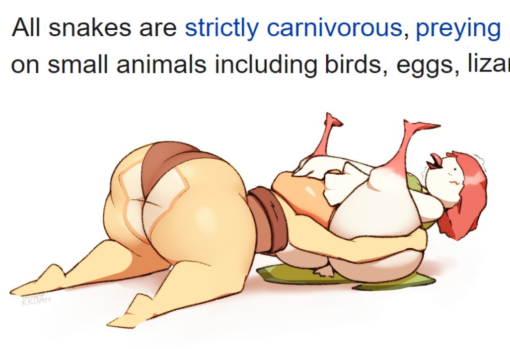anthro avian beak bent_over big_butt bird blush bottomless butt clothed clothing columbid cunnilingus dove duo english_text female female/female hair hand_on_head hand_on_leg hand_on_thigh huge_butt huge_thighs interspecies kkoart kneeling on_ground open_beak open_mouth oral paz_(kkoart) red_hair reptile scalie sex sitting snake text thick_thighs vaginal white_body yellow_body