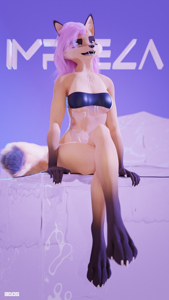 2022 3d_(artwork) abstract_background anthro black_body black_fur canid canine clothing colored_nails crossed_legs digital_media_(artwork) dipstick_tail english_text female fox fur gris_swimsuit hair hi_res impreza mammal markings meme meme_clothing multicolored_body nails oaraf one-piece_swimsuit pink_hair sitting solo swimwear tail_markings tan_body tan_fur teeth teeth_showing text translucent translucent_clothing translucent_swimwear tridognait two_tone_body watermark white_nails