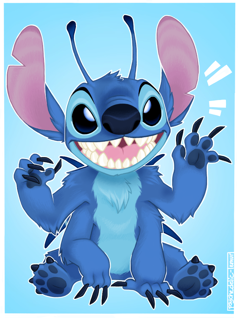 2022 3:4 4_arms 4_fingers 4_toes alien ambiguous_gender antennae_(anatomy) back_spines blue_background blue_body blue_claws blue_eyes blue_fur blue_nose blue_pawpads border chest_tuft claws dipstick_antennae disney experiment_(lilo_and_stitch) feet fingers fluffy fur happy head_tuft lilo_and_stitch looking_at_viewer male_(lore) multi_arm multi_limb multicolored_antennae notched_ear open_mouth open_smile outline pawpads psychedelic-lemur sharp_teeth simple_background sitting smile solo stitch_(lilo_and_stitch) teeth toe_claws toes tuft white_border