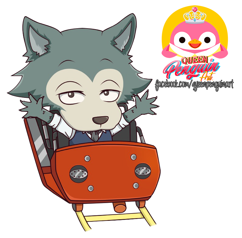 2020 alpha_channel amusement_ride anthro beastars chibi clothed clothing digital_media_(artwork) legoshi_(beastars) logo looking_at_viewer male queenpenguinart roller_coaster solo spread_arms text url