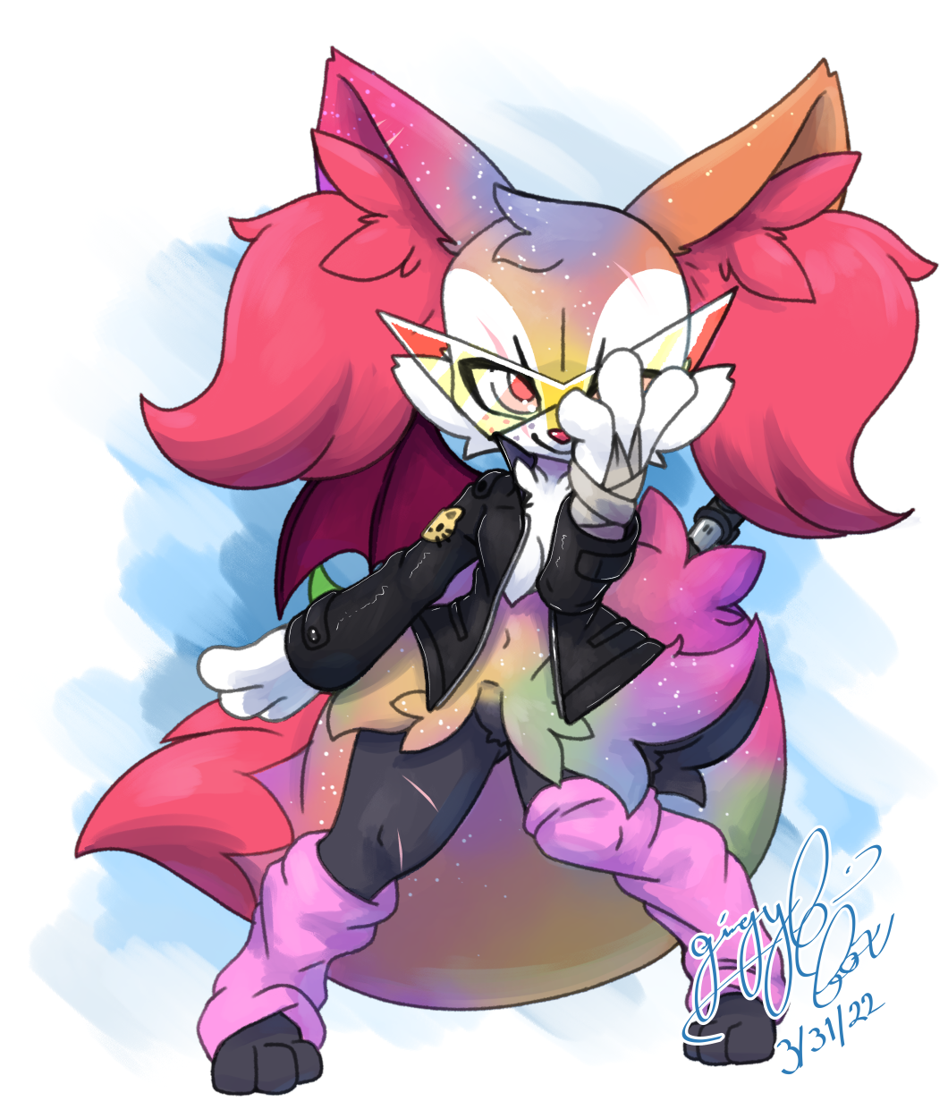 2022 ambiguous_gender anthro arm_wraps braixen canid cheek_tuft clothing eyewear facial_tuft footwear freckles fur gingy_(gingy_k_fox) gingy_k_fox glasses head_tuft hi_res inner_ear_fluff jacket jojo_pose lightsaber mammal melee_weapon nintendo pok&eacute;mon pok&eacute;mon_(species) red_body red_fur scar shaded signature socks solo sparkledog star_wars topwear tuft video_games weapon wings wraps