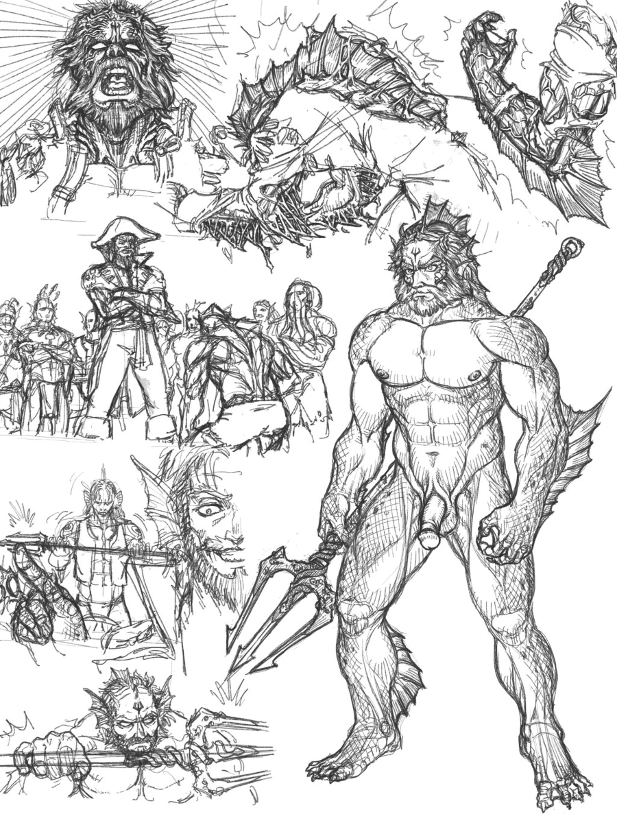 cidius clothed clothing curse facial_tattoo fin genitals grabbing_object group hi_res human human_to_anthro humanoid humanoid_genitalia humanoid_penis kneeling knife male mammal marine melee_weapon merfolk monochrome muscular muscular_male nipples nude open_clothing open_mouth open_shirt open_topwear pain penis pirate polearm scar shirt slim slit smile solo_focus spear species_transformation split_form standing tattoo topwear torn_clothing torn_skin transformation unusual_anatomy unusual_genitalia unusual_penis vein weapon