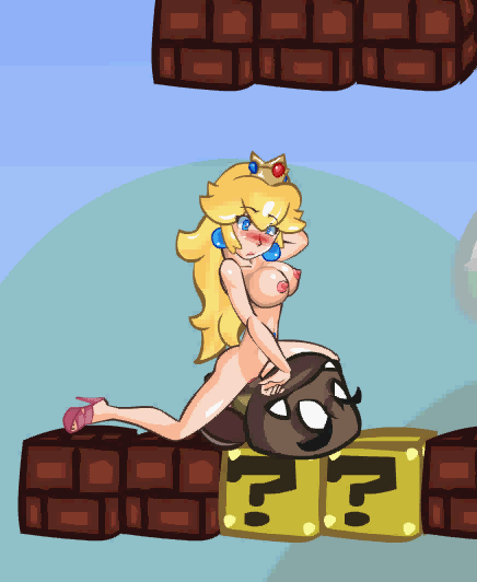 1girl ?_block animated animated_gif bestiality blonde_hair blue_eyes breasts cowgirl cowgirl_position cum cum_in_pussy cum_inside gif girl_on_top goomba high_heels mario_(series) nintendo nipples outdoors playshapes princess_peach riding sex shoes sky straddling super_mario super_mario_bros. uncensored vaginal