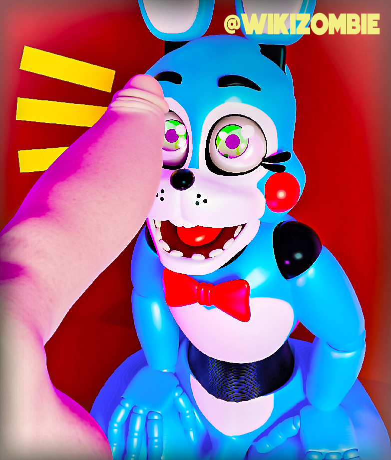 animatronic anthro blender_(software) blue_body duo five_nights_at_freddy's five_nights_at_freddy's_2 genitals girly green_eyes human lagomorph leporid machine male male/male mammal penis rabbit robot scottgames surprised_expression toy_bonnie_(fnaf) video_games wikizombie