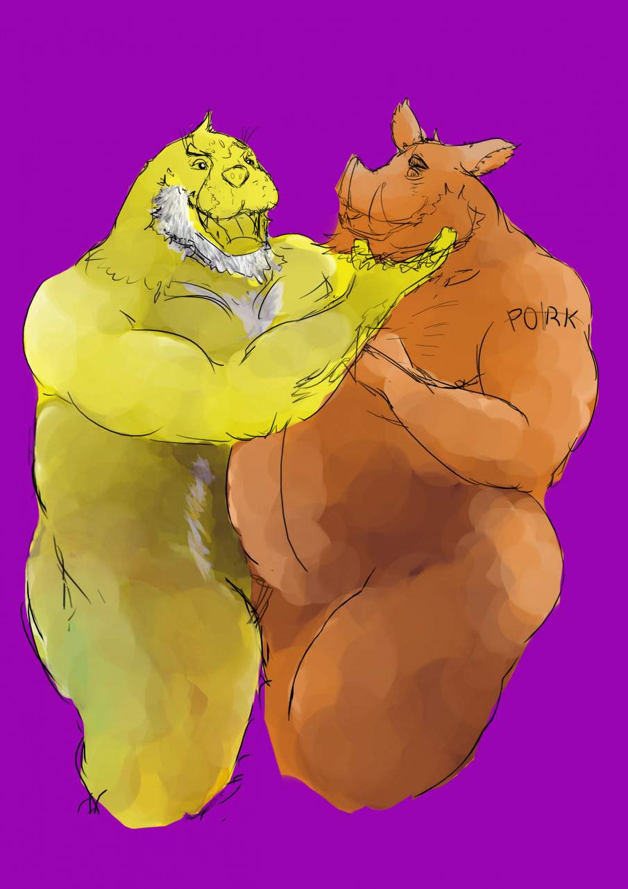 anthro barrett chonk chonky couple_(disambiguation) domestic_pig dorian duo father hi_res male male/male mammal marine mature_(disambiguation) oink oinker overweight parent pinniped pleasuremoan seal suid suina sus sus_(pig) susine