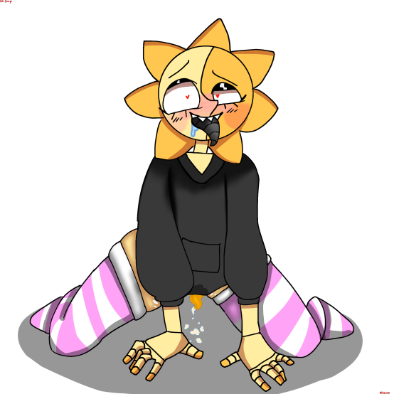 animatronic anonymous_artist black_clothing black_hoodie black_tongue black_topwear clothed clothing hands_on_ground hoodie legwear machine male penis_tentacles pink_stockings robot solo spread_legs spreading stockings sun_(fnaf) tentacles tongue tongue_out topwear