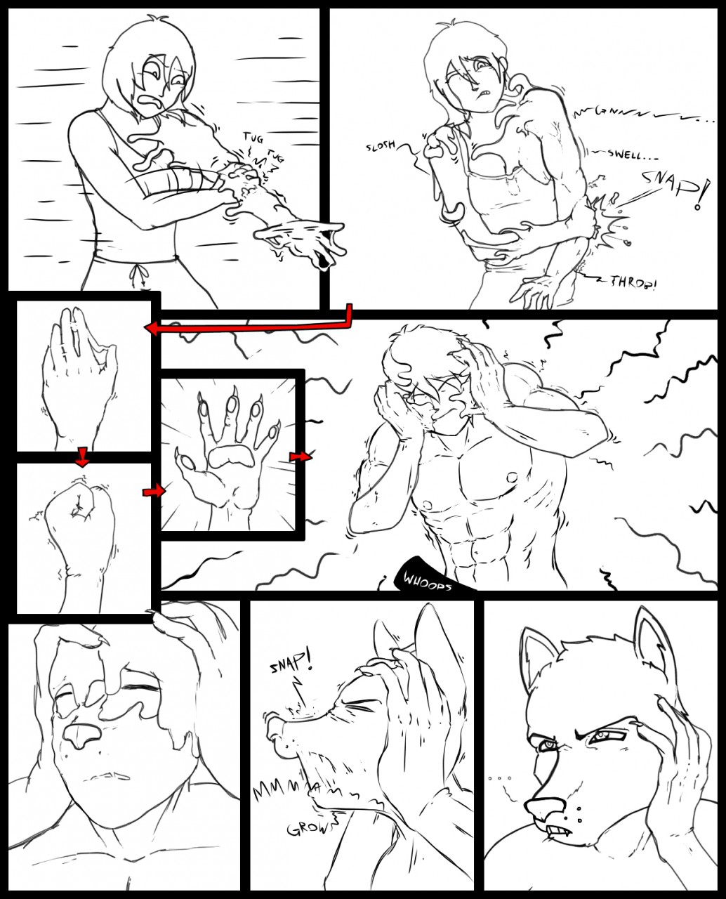anthro brainwashing canid canine canis censored comic female feralium ftm_transformation gender_transformation goo_transformation growth hi_res human human_to_anthro male mammal molding muscle_growth muscular rubber scared sketch snap snout snout_growth solo species_transformation transformation transformation_sequence wolf