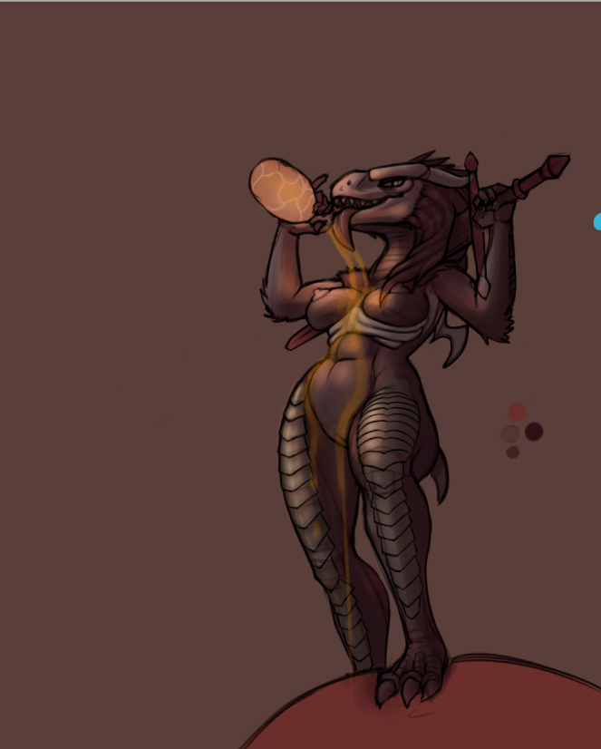 anthro areola beverage biped breasts dark_souls dragon dragonoid_(dark_souls) estus female fromsoftware genitals holding_flask holding_object holding_sword holding_weapon horn liquid melee_weapon nipples nude open_mouth pouring_onto_self pussy scales scalie simple_background solo standing sword teeth tongue tongue_out unfinished unknown_artist video_games weapon