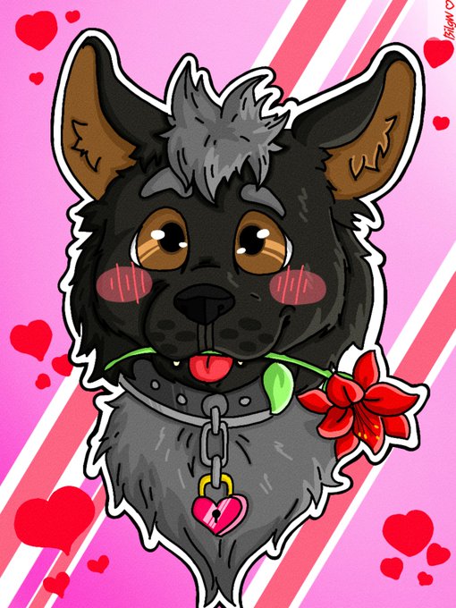 anthro bilgw canid canine canis digital_media_(artwork) fenrir_(disambiguation) flower headshot_portrait holidays invalid_tag male mammal plant portrait romantic valentine's_day wolf