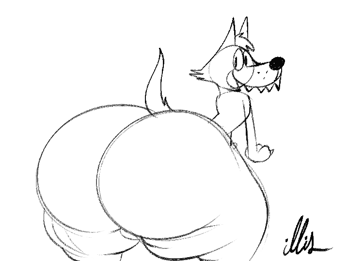 animated anthro anus balls big_butt butt canid canine canis from_behind_position genitals girly illis male mammal monotone_tail presenting sex sketch solo solo_focus thick_thighs twerking wolf
