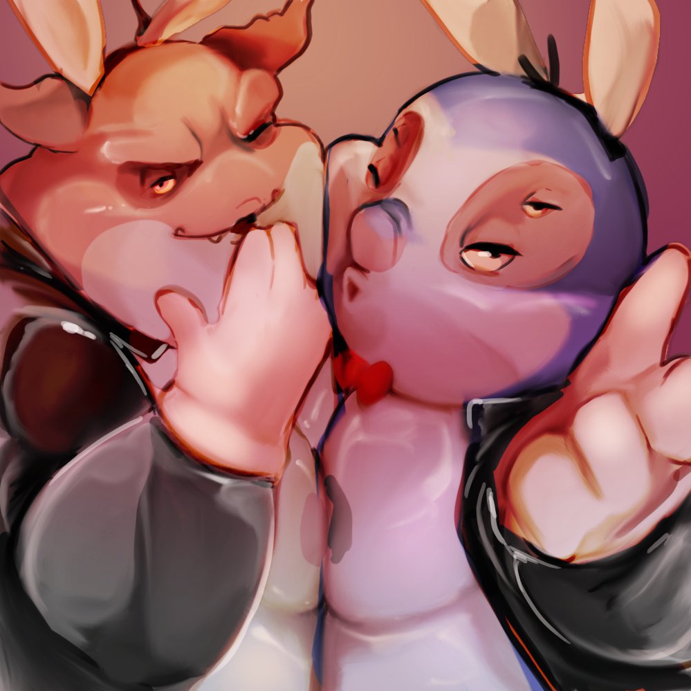 4_eyes alien anthro belly blowing_kiss bow_tie chest_to_chest disney duo jumba_jookiba lilo_and_stitch male male/male moobs multi_eye navel nipples overweight pursed_lips reverse_bunny_costume shamenando unknown_character