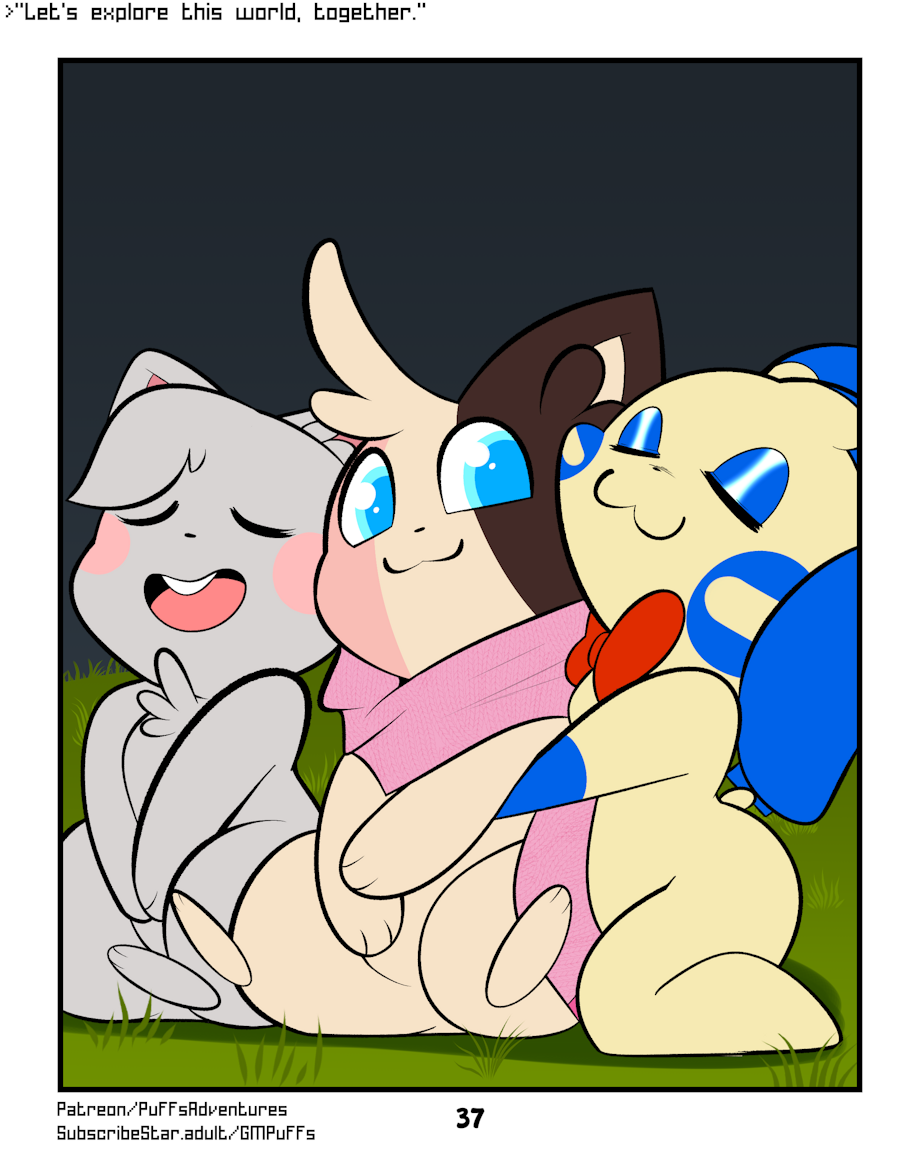 :3 better_version_at_source blue_body blue_eyeshadow blue_eys blue_fur blue_mascara bow_tie comic embrace eyeshadow female fur grass grey_body grey_fur group hug long_ears makeup male minccino minun munchy_(rodent_powered) neapolitan_fur nintendo open_mouth peach_(rodent_powered) plant pok&eacute;mon pok&eacute;mon_(species) pok&eacute;mon_mystery_dungeon red_cheeks robin_(rodent_powered) rodent_powered_(softestpuffss) scarf semi-anthro smile softestpuffss tan_body tan_fur video_games