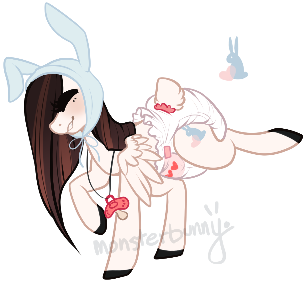 &lt;3 2017 ambiguous_gender archived_source blush clothed clothing diaper digital_drawing_(artwork) digital_media_(artwork) english_text feral hair monsterbunny pacifier signature simple_background solo standing text watermark wings